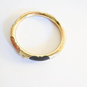 Multi Jade Gold Gilt Bangle Bracelet